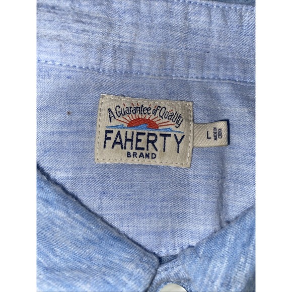 FAHERTY BRAND Mens Blue Short Sleeve Polo Shirt Size Large - Picture 5 of 6